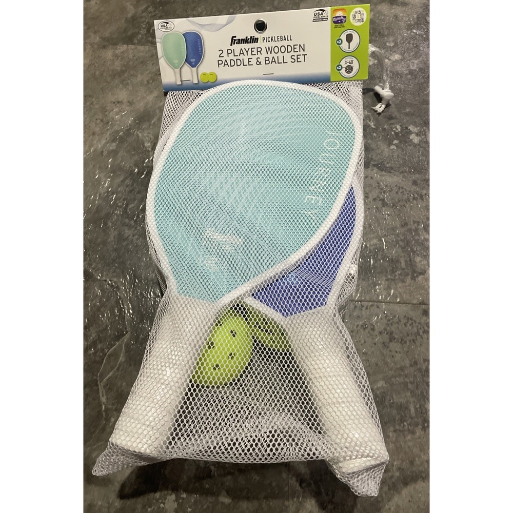 Franklin Pickleball 2 Player Wooden Paddle And Ball Set With Carry Bag BRAND NEW